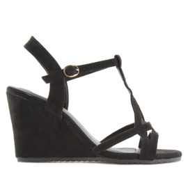 Black sandals on a wedge heel 266-7 black