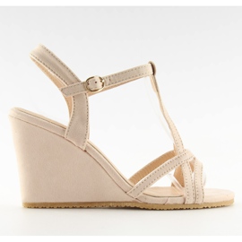 Beige wedge sandals 266-7 beige