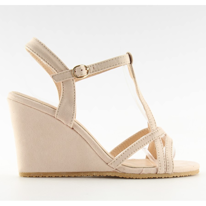 Beige wedge sandals 266-7 beige