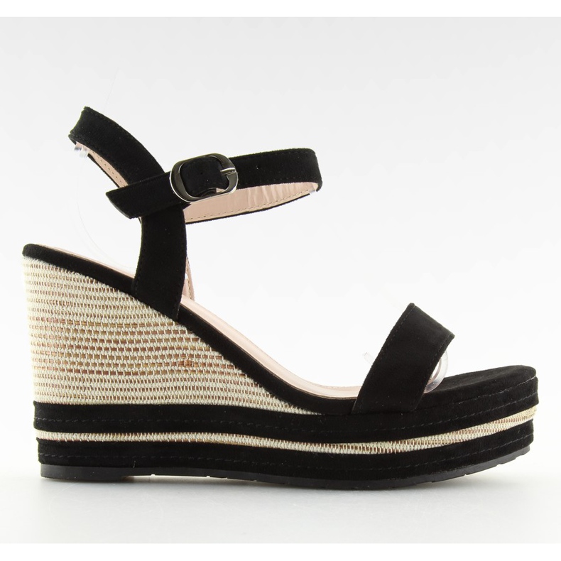 Black sandals on a wedge heel 1505-2 black