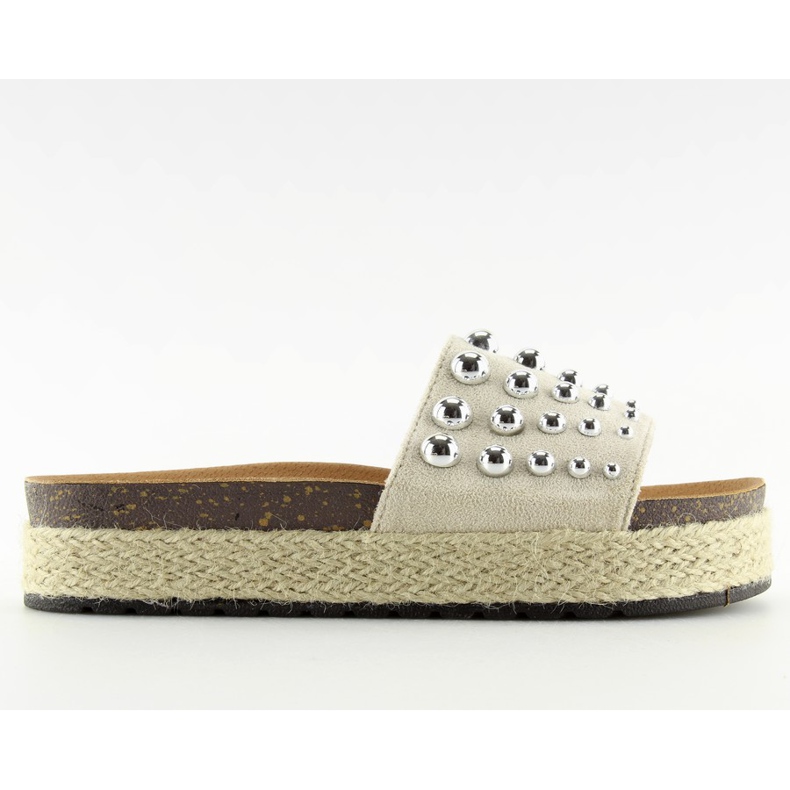 Slippers espadrilles with Beige S03 studs