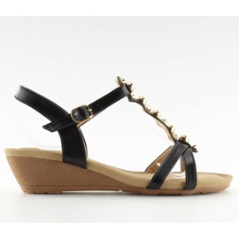 Black sandals on a low wedge heel black HX-1 Black
