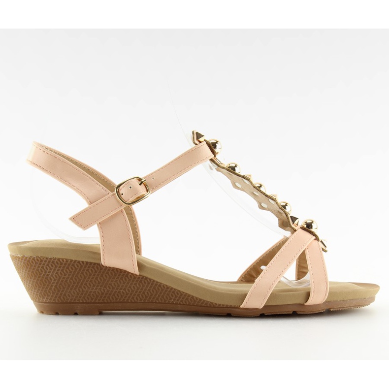 Sandals on a low wedge heel pink HX-1 Pink