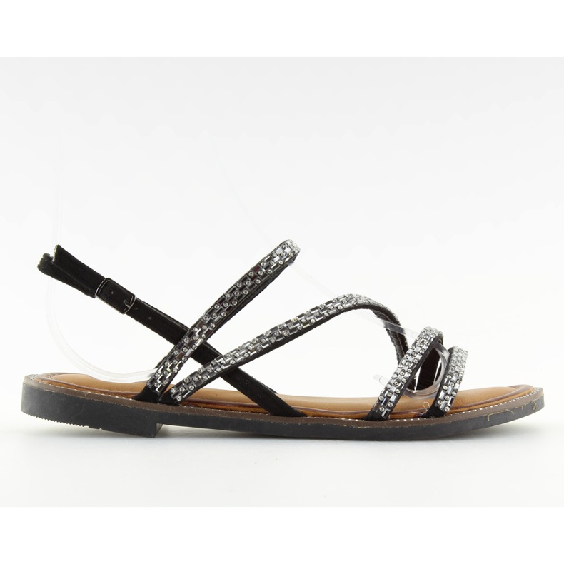 Sandals with black cubic zirconia FM814 black