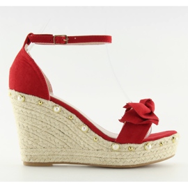 Red sandals, espadrilles on wedges Red sandals, espadrilles on wedges