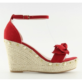 Red sandals, espadrilles on wedges