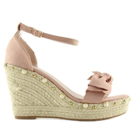 Sandals, espadrilles on pink wedges L2668