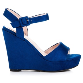 Primavera Suede wedge sandals blue