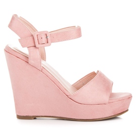 Primavera Suede wedge sandals pink