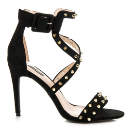 Black sandals on a high heel