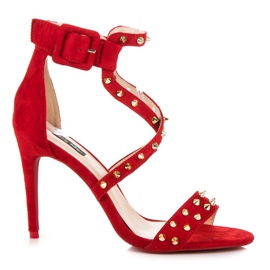 Red sandals on a high heel
