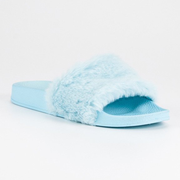 Wilady Blue slippers with fur
