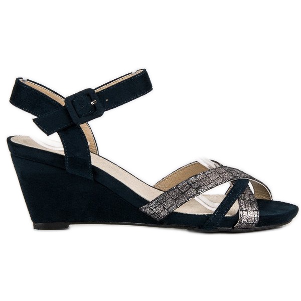 Evento Suede wedge sandals blue