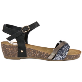 Comfortable wedge sandals black
