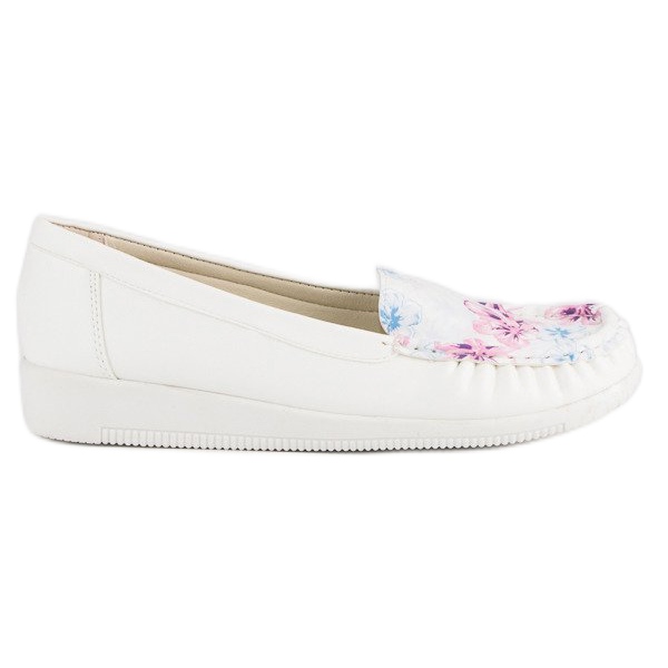 Tullo White Moccasins With Flowers