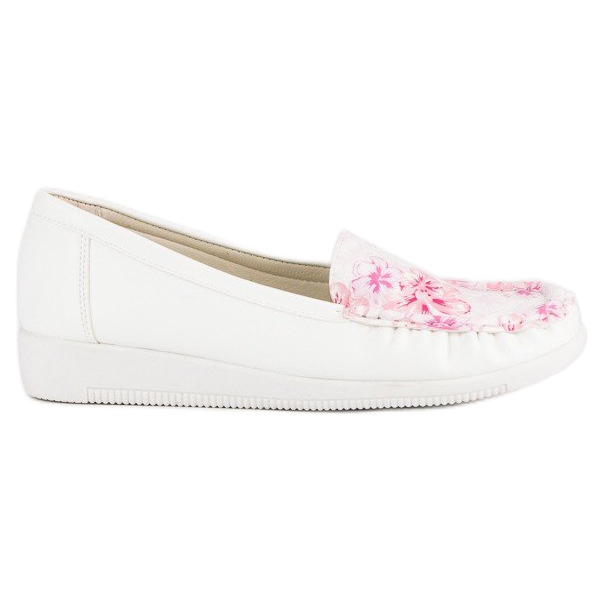 Tullo White Moccasins With Flowers Tullo White Moccasins With Flowers