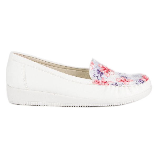 Tullo White Moccasins With Flowers Tullo White Moccasins With Flowers