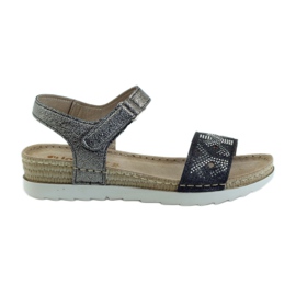 Comfortable INBLU sandals in silver-graphite grey