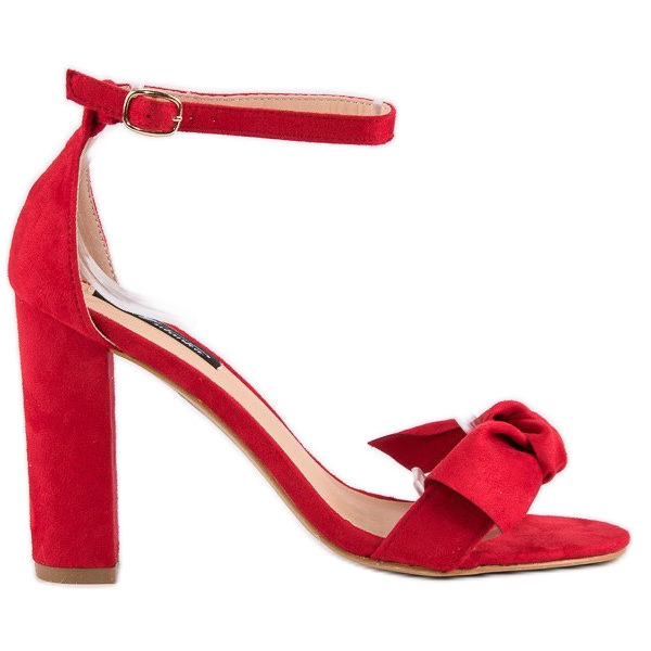 Suede sandals on a post red