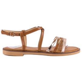 Bello Star Flat sandals with a buckle brown