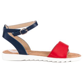 American Club American buckle sandals red blue American Club American buckle sandals red blue