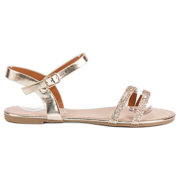 American Club Golden flat american sandals