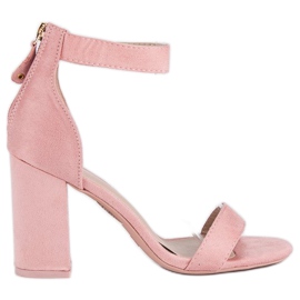 Suede zip-up sandals pink