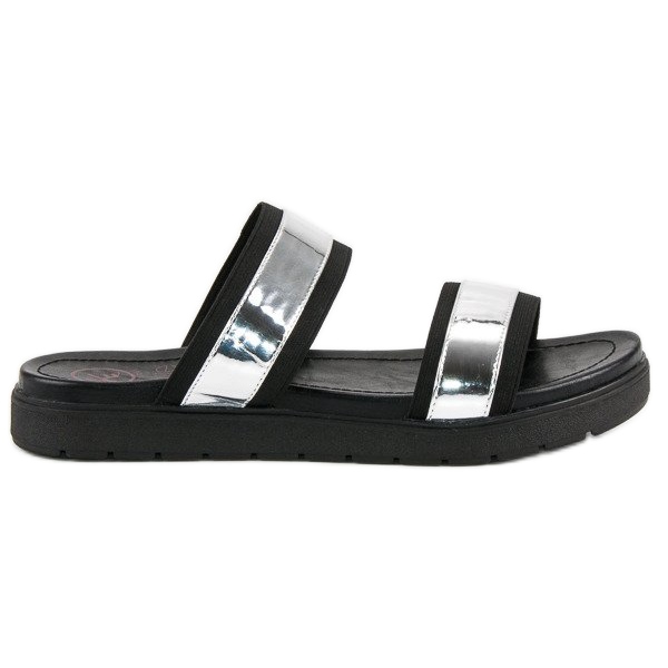 Kylie Mirror slippers black