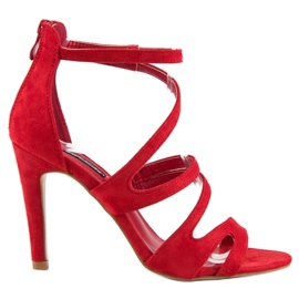 Suede Sandals On A High Heel red