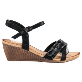 Fama Sandals with ornaments black
