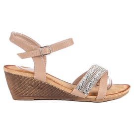 Fama Sandals with ornaments brown