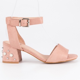 Erynn Sandals with pearls pink
