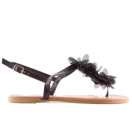 Black sandals with flowers CK36P black