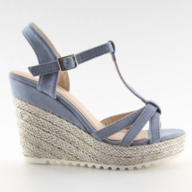 Sandals, espadrilles on wedges, blue 680-30 Blue