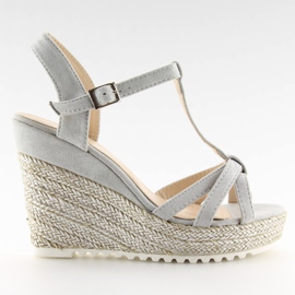 Gray sandals, espadrilles on a wedge heel 680-30 Gray grey