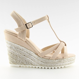 Pink sandals, espadrilles on wedges, pink 680-30 Pink