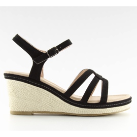 Black sandals on a low wedge heel SR-2817 Black