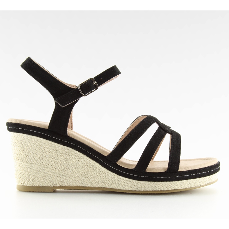 Black sandals on a low wedge heel SR-2817 Black