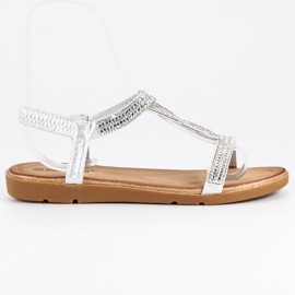 Fama Flat sandals with cubic zirconia grey