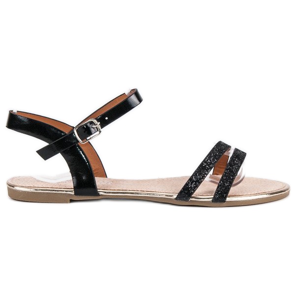 American Club Black flat american sandals
