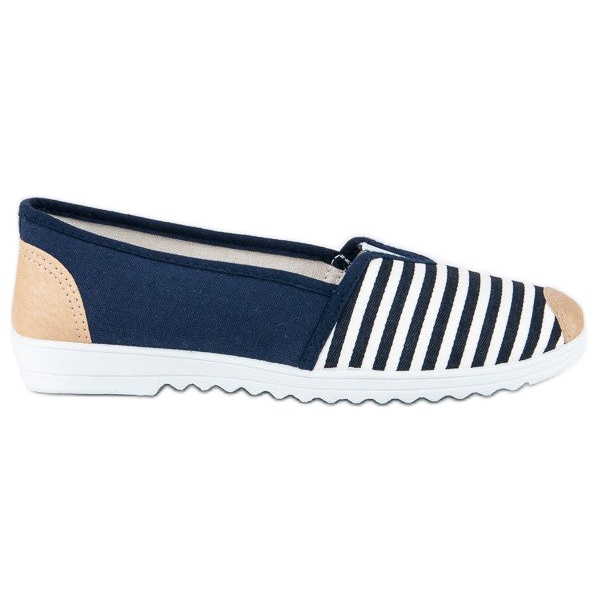 Blue striped slipons white brown navy blue Blue striped slipons white brown navy blue