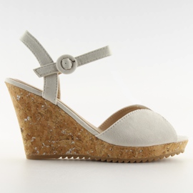 Gray sandals on a cork wedge heel 3811 grey Gray sandals on a cork wedge heel 3811 grey