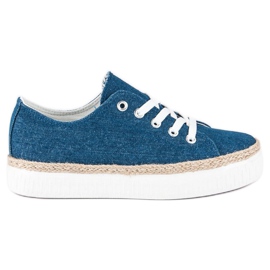 Kylie Lace-up creepers on the platform blue
