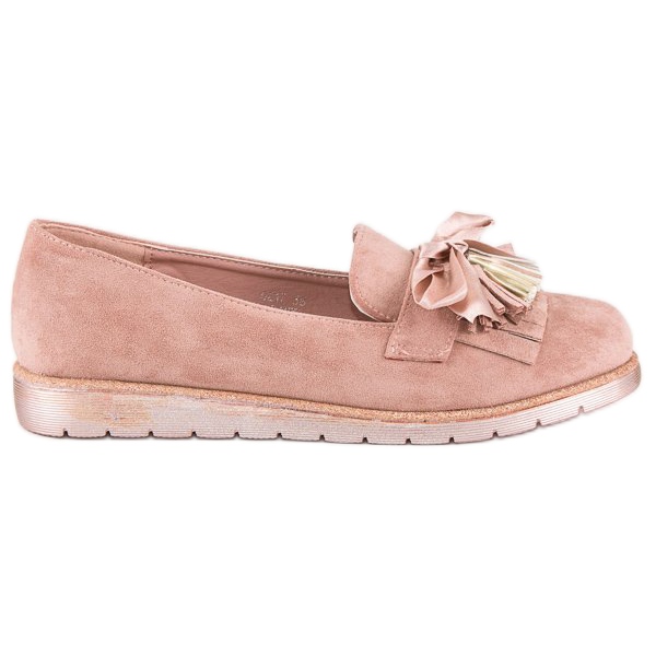 Bestelle Suede loafers with fringes pink