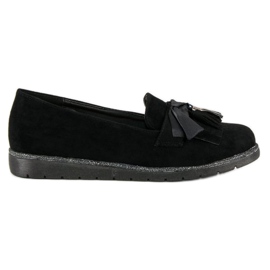Bestelle Suede loafers with fringes black Bestelle Suede loafers with fringes black