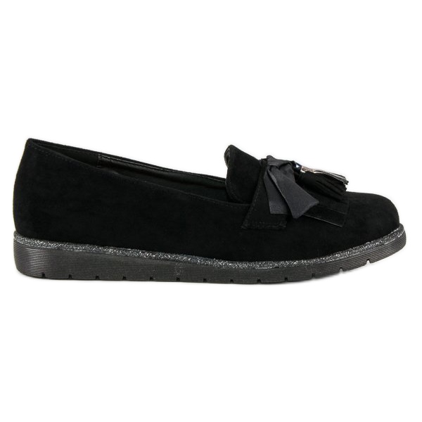 Bestelle Suede loafers with fringes black