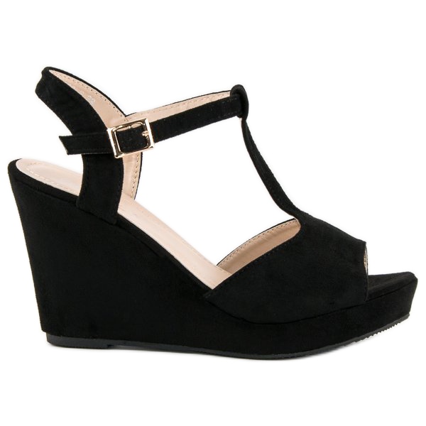 Bella Star Suede wedge sandals black Bella Star Suede wedge sandals black