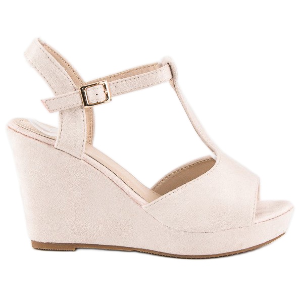 Bella Star Suede wedge sandals beige