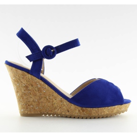 Sandals on a cork wedge heel 3811-13 blue navy blue Sandals on a cork wedge heel 3811-13 blue navy blue
