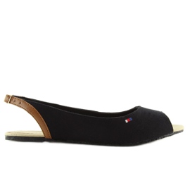 Black open toe ballerinas SU302 black